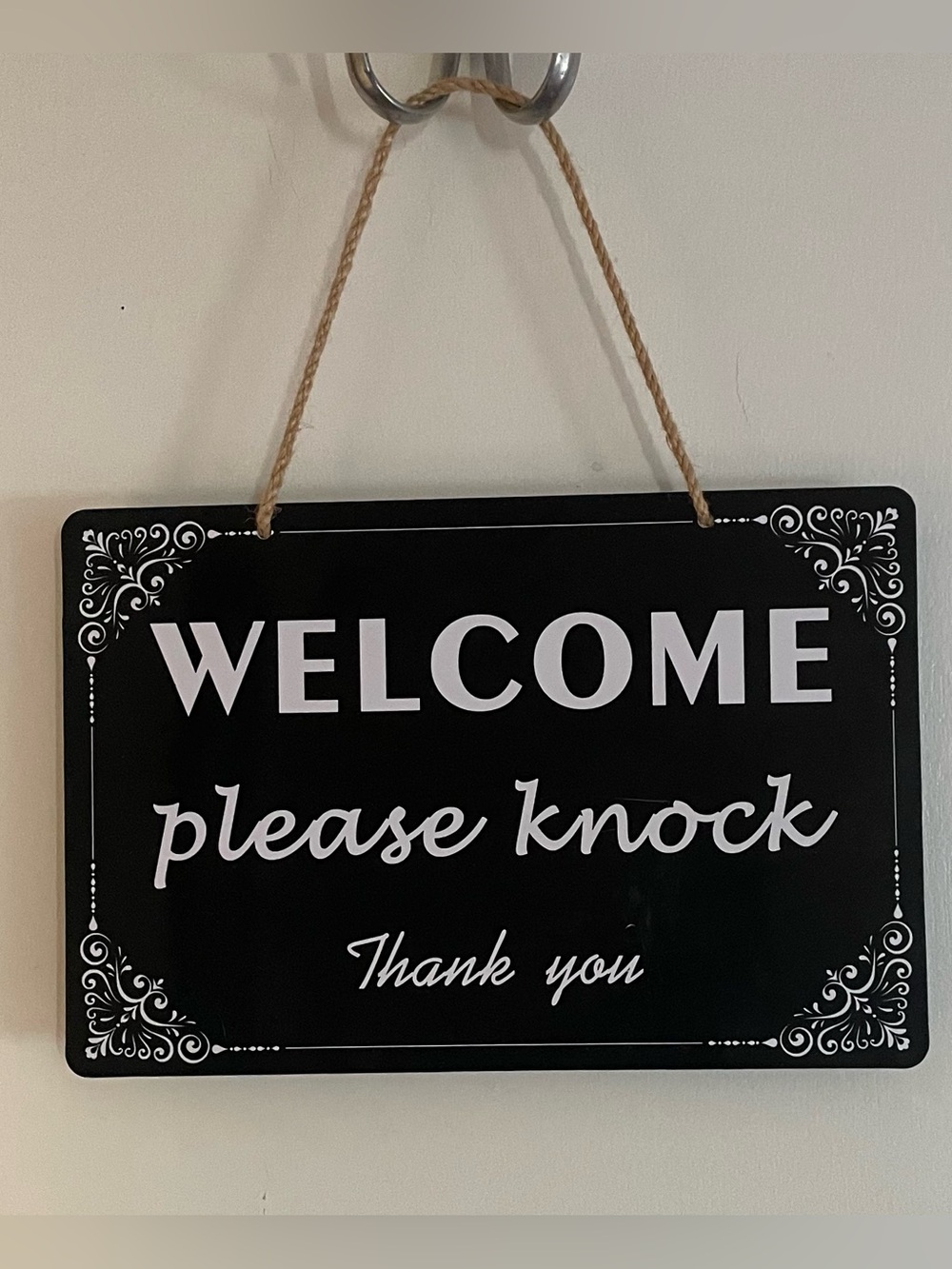 Welcome Please Knock Sign - Black Decorative Wall Plaque